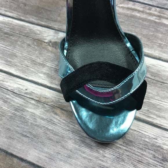 Cape Robbin Blue Black Metallic Strap High Heels - Picture 3 of 7